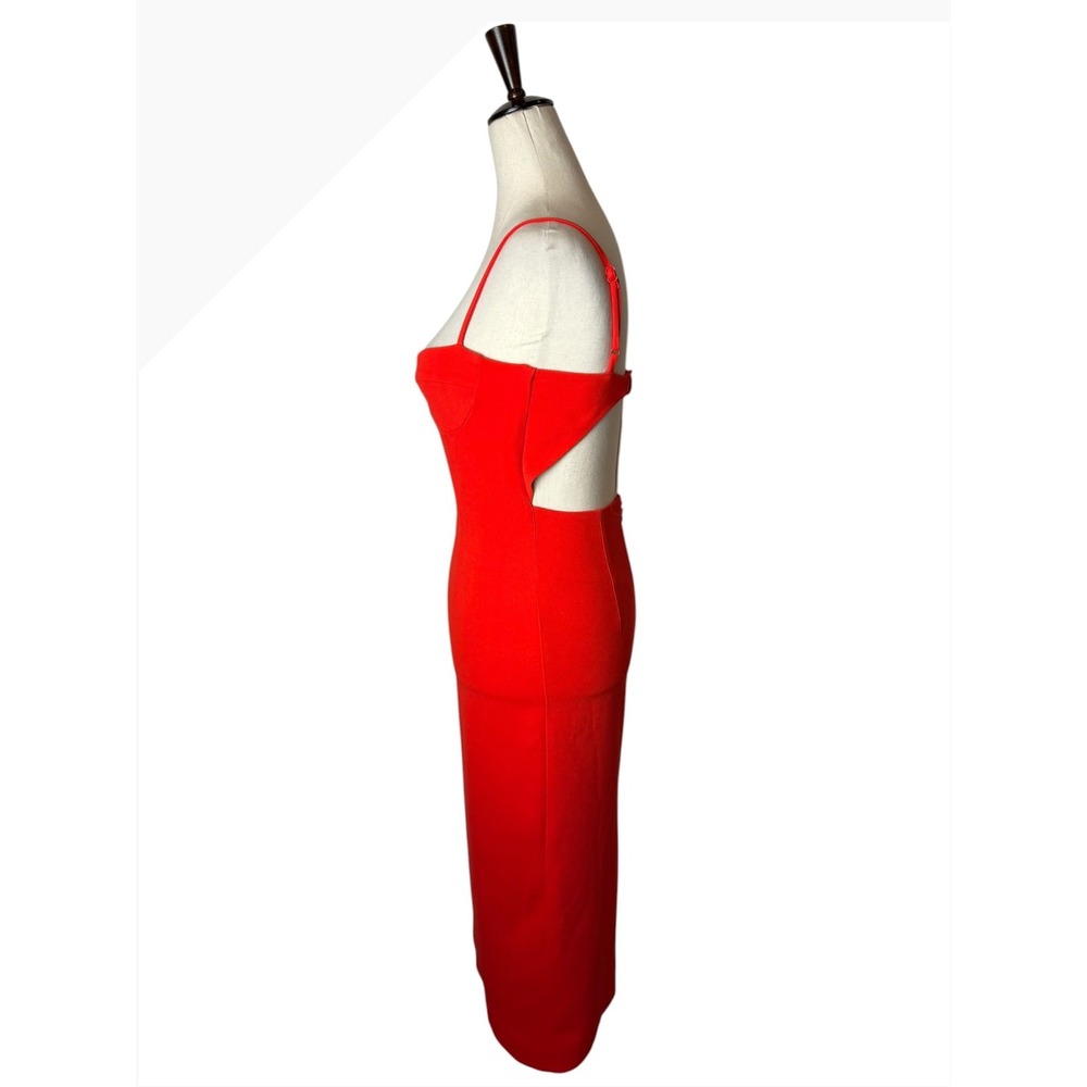 Bardot Vienna Midi Dress Women XS Flame Orange Cutout Bodycon Party Cocktail - Picture 6 of 12